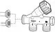Drehregler für die Einstellung des Durchflusses, verbunden mit einem Verteilersystem für Heizungsrohre, mit dem Logo von IMI Hydronic Engineering deutlich sichtbar.